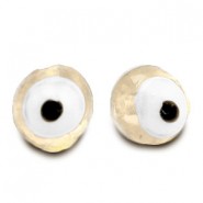 Evil Eye glaskraal 8mm Gebroken wit